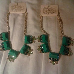 Green Square Stone Necklace